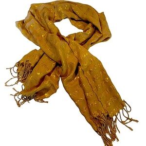 Gold Metallic Scarf Tassels Dressy Wedding Guest Night Out Business HSH